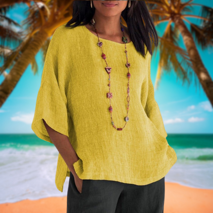 Audrey | Summer Linen Top Yellow women