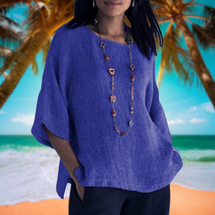 Audrey | Summer Linen Top Blue women