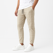 Kairo Gridline Pants - Stylish Wide-Leg Chic Khaki Men Trousers