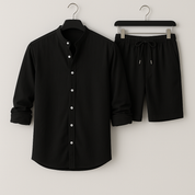 Relaxed Linen Two‑Piece Set – Duvall Chic Black Outfit Sets