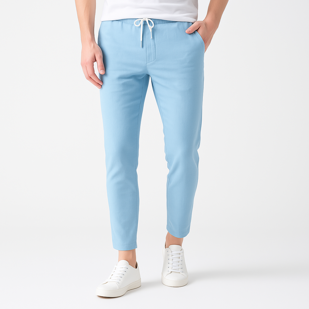 Monaco Cotton Linen Trousers Sky Blue