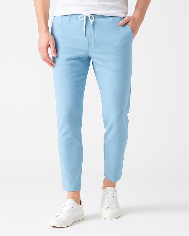 Monaco Cotton Linen Trousers Sky Blue