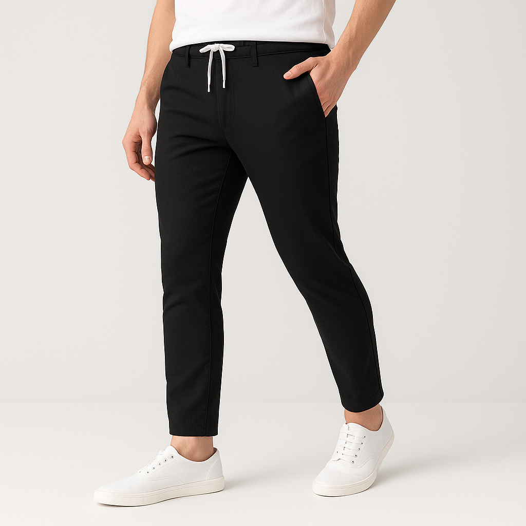 Monaco Cotton Linen Trousers Black