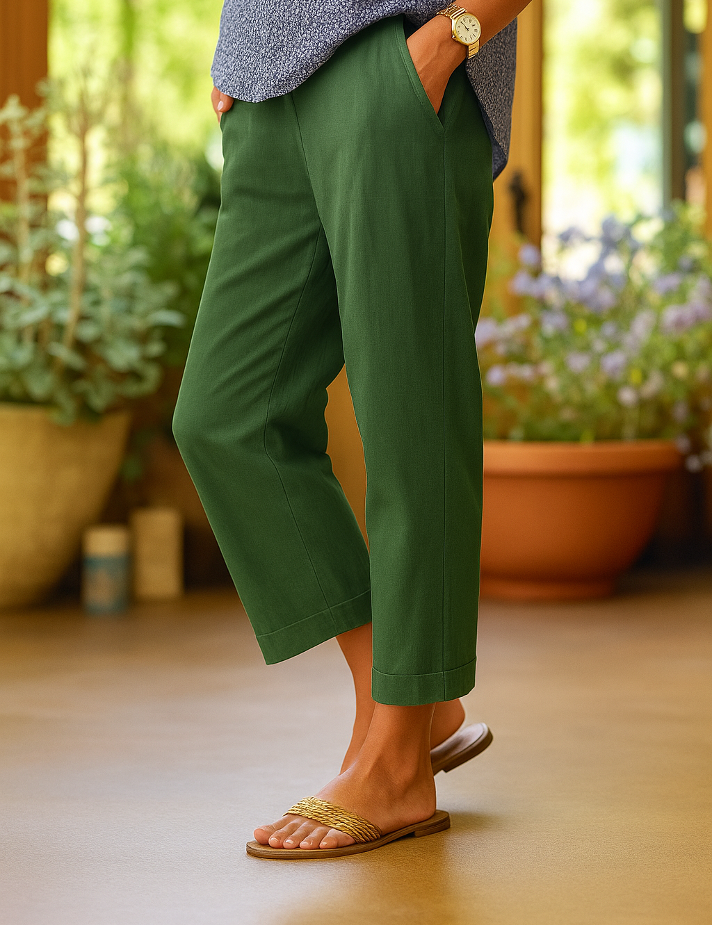 Julienne – Light Summer Trousers Green Trousers