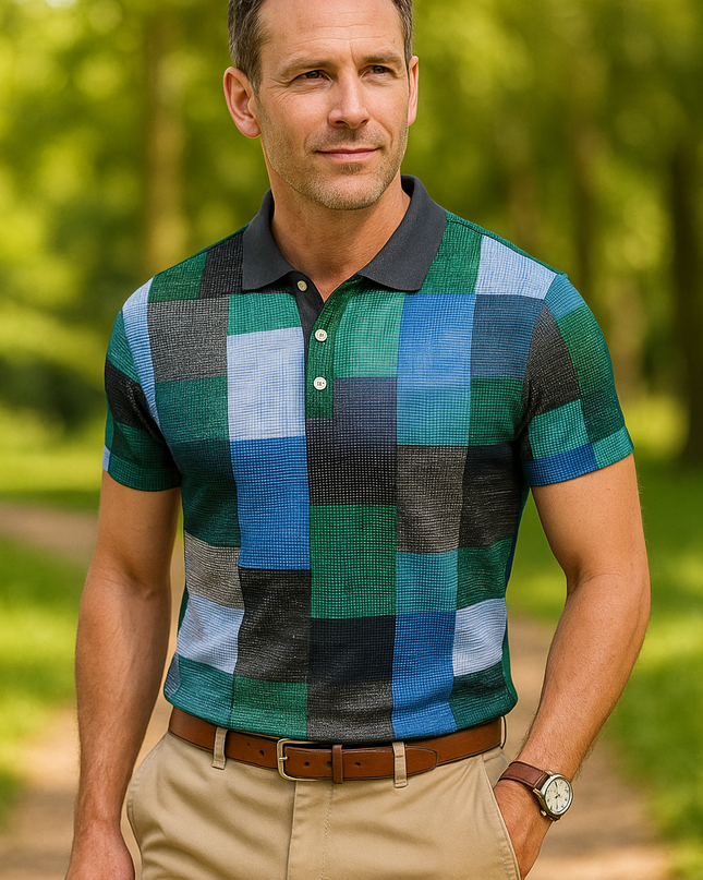 Exclusive Classic Plaid Polo Shirt Blue Polo Shirts