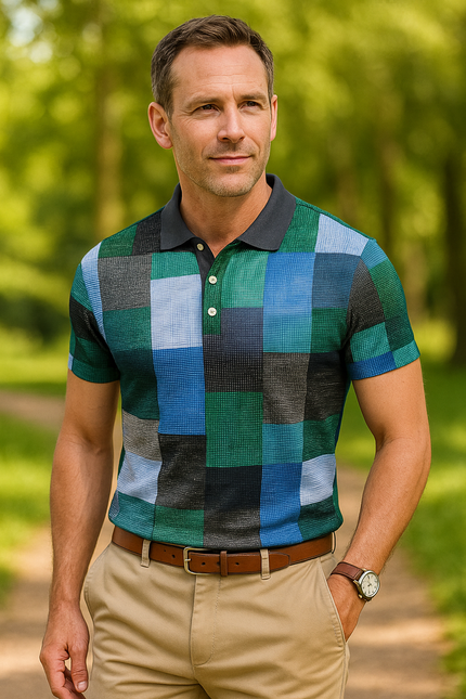 Exclusive Classic Plaid Polo Shirt Blue Polo Shirts