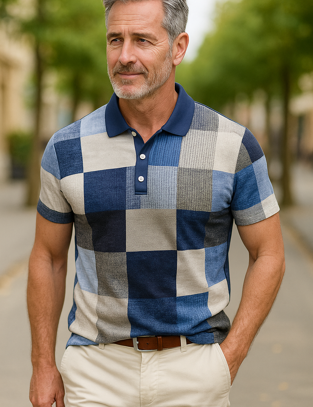 Exclusive Classic Plaid Polo Shirt Grey Polo Shirts