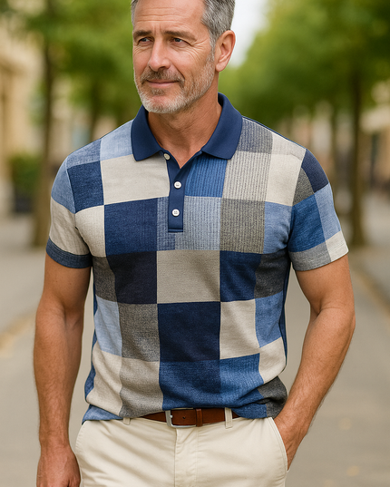 Exclusive Classic Plaid Polo Shirt Grey Polo Shirts