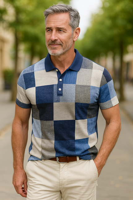 Exclusive Classic Plaid Polo Shirt Grey Polo Shirts