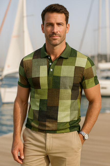 Exclusive Classic Plaid Polo Shirt Green Polo Shirts