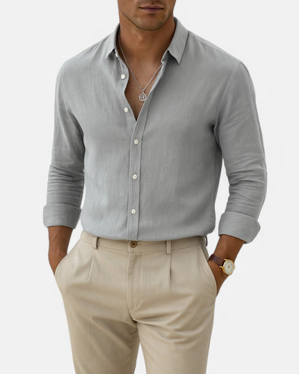 Men’s Cotton-Linen Beach Shirt Shirt