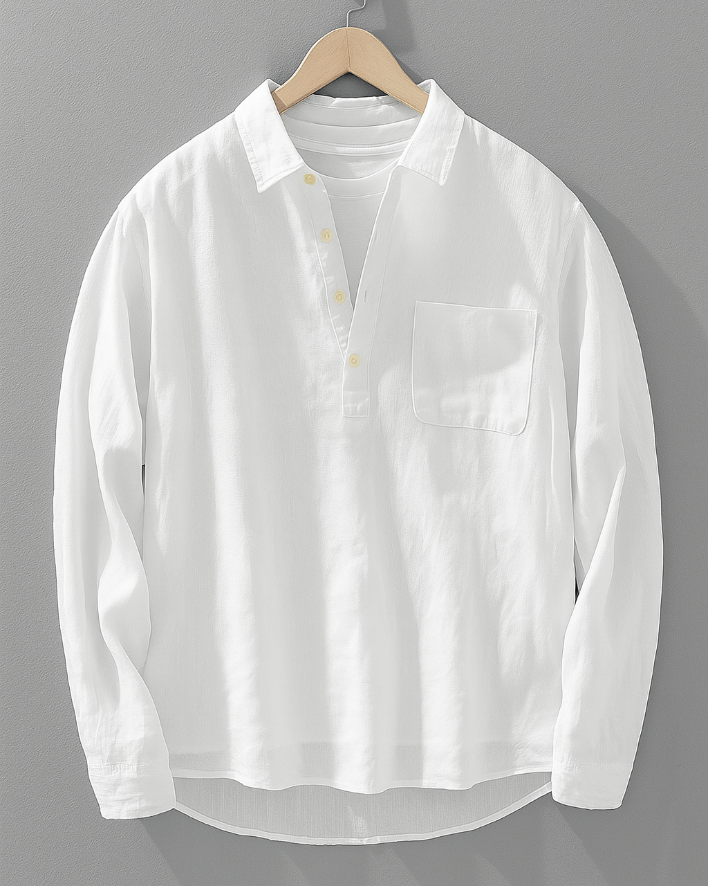 Breathable Linen Button-Up Shirt White Men Shirts
