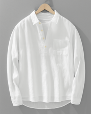 Breathable Linen Button-Up Shirt White Men Shirts