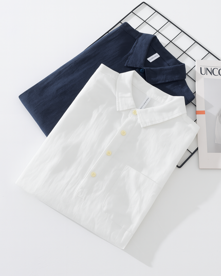 Breathable Linen Button-Up Shirt Men Shirts