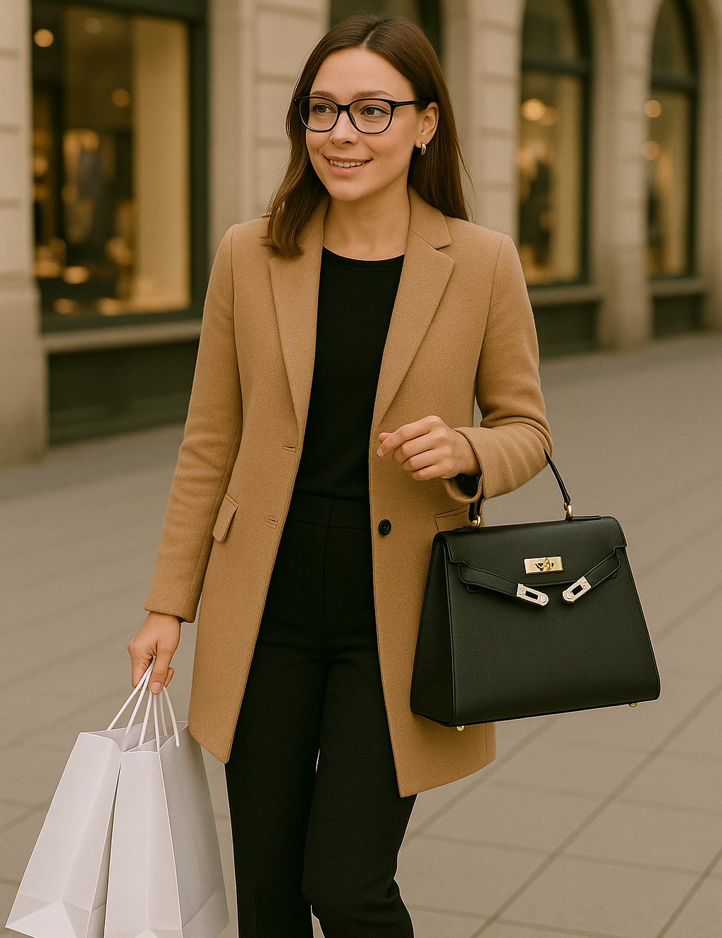 Elegant Compact Leather Handbag Shoulder Bags