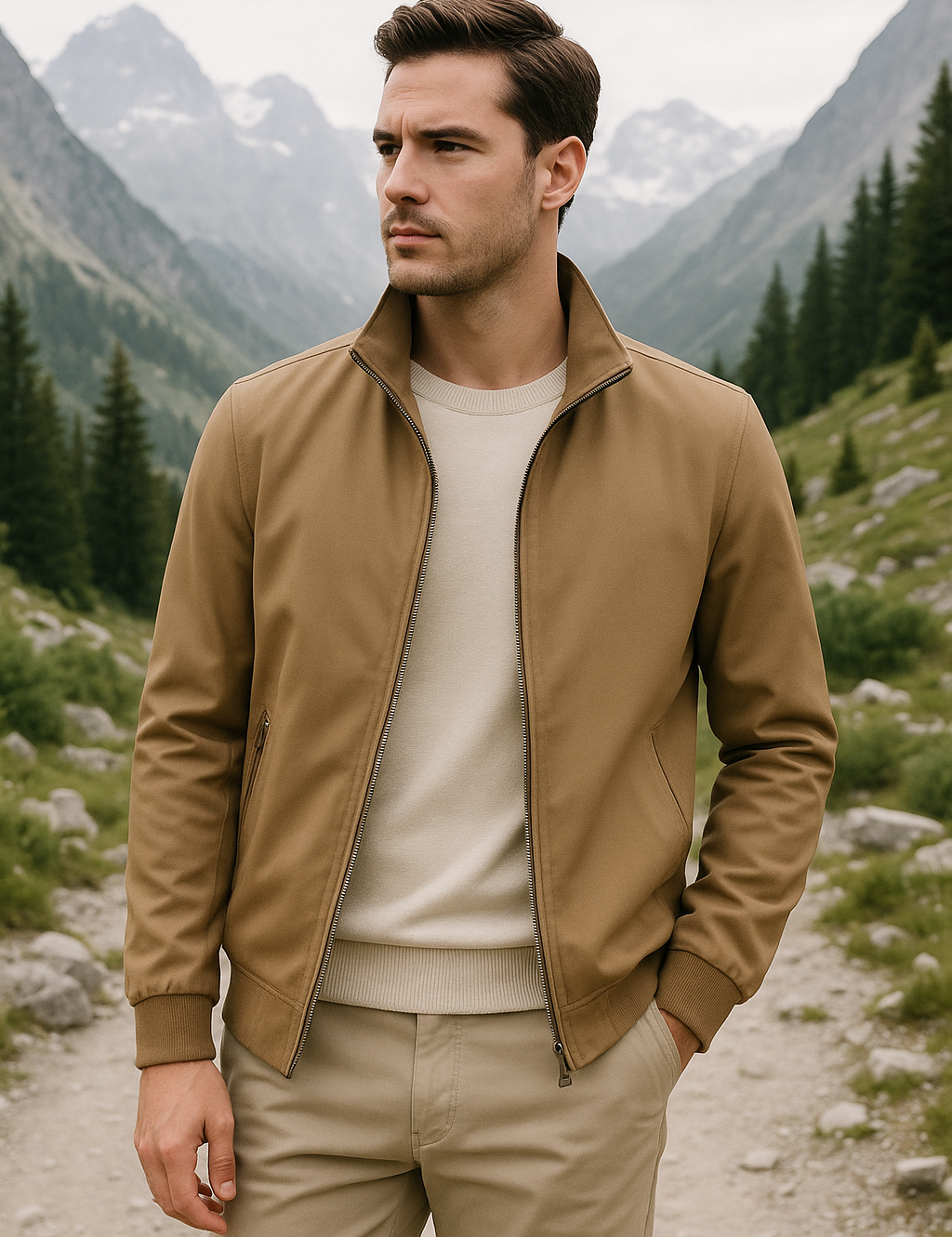 Men's Windproof Summer Jacket Khaki Jackets
