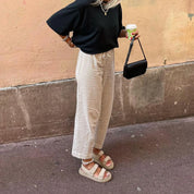 Suzie | High-waisted trousers with straight legs Khaki kleding