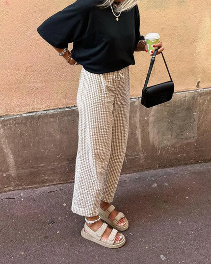 Suzie | High-waisted trousers with straight legs Khaki kleding