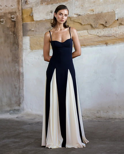 Contrast Sling Dress Women's Fashion