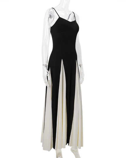 Contrast Sling Dress Women's Fashion