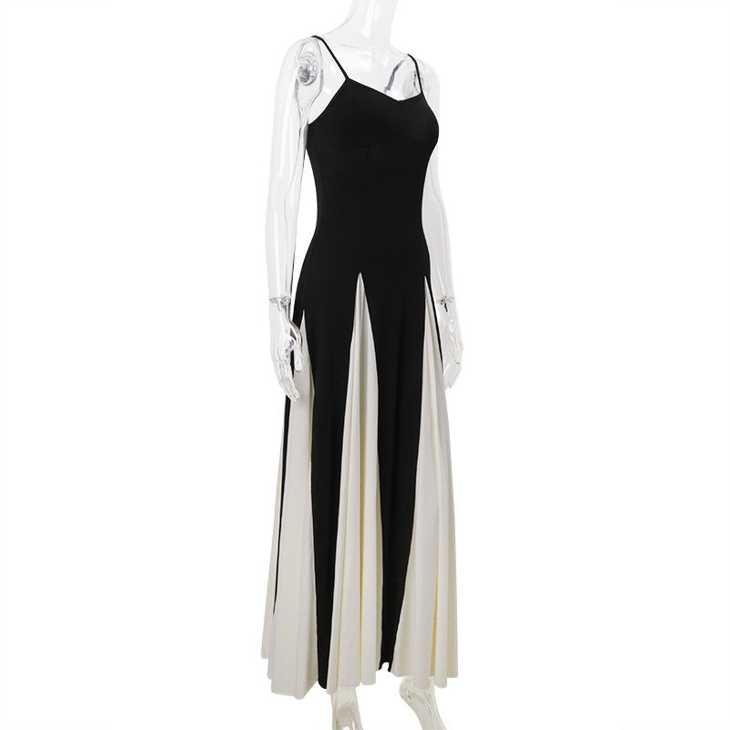 Contrast Sling Dress Women's Fashion