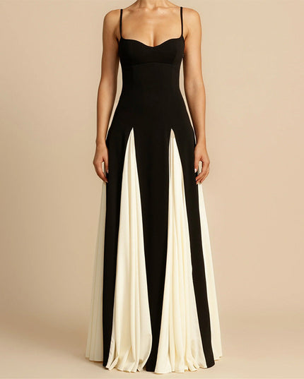 Contrast Sling Dress Women's Fashion
