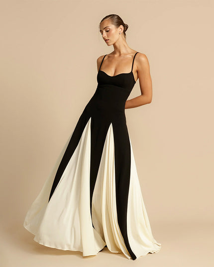 Contrast Sling Dress Women's Fashion