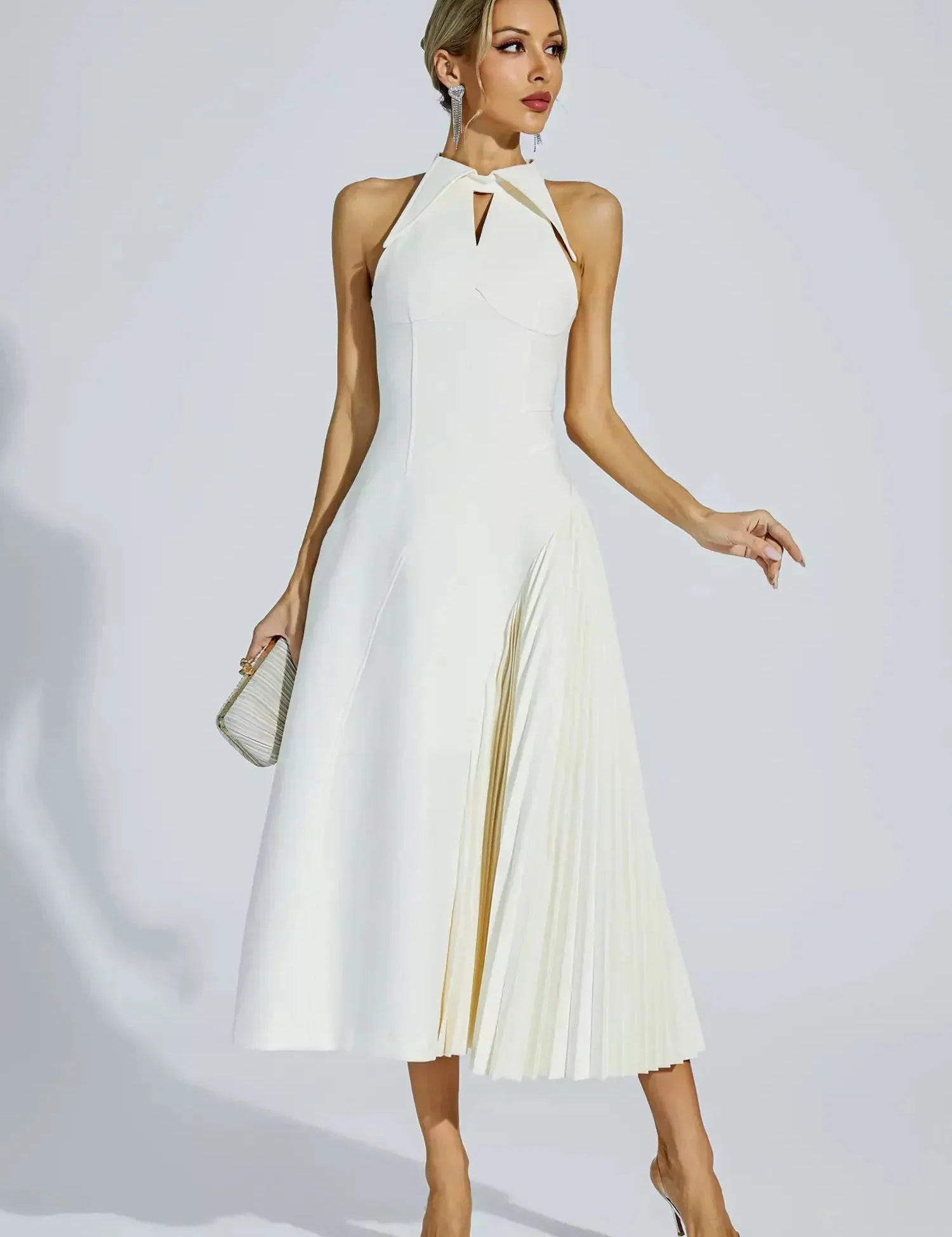 Cameron™ | Ruffled Sleeveless Midi Dress L Dresses