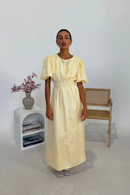 Grecia™ | Vintage Puff-Sleeve Maxi Dress Dress