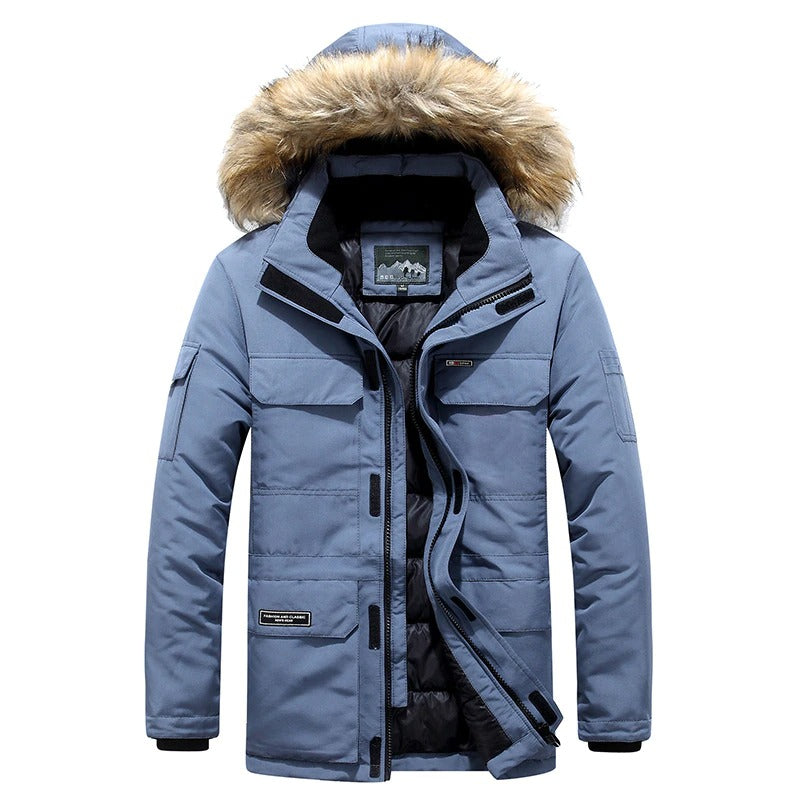 Stylish Hooded Insulated Winter Jacket Blue Jackets
