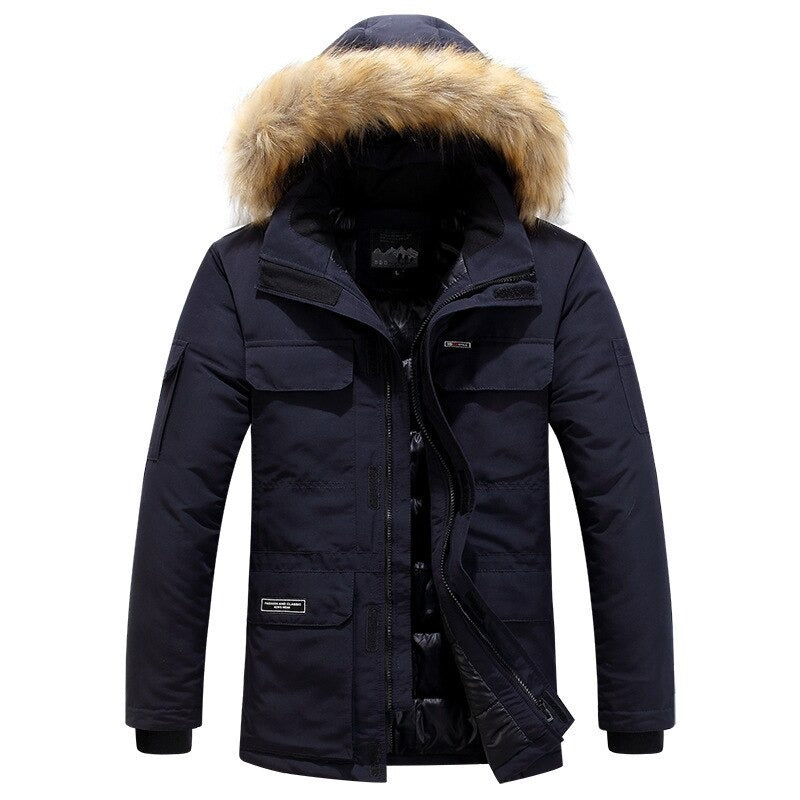 Stylish Hooded Insulated Winter Jacket Dark blue Jackets