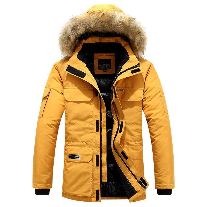 Stylish Hooded Insulated Winter Jacket Geel Jackets