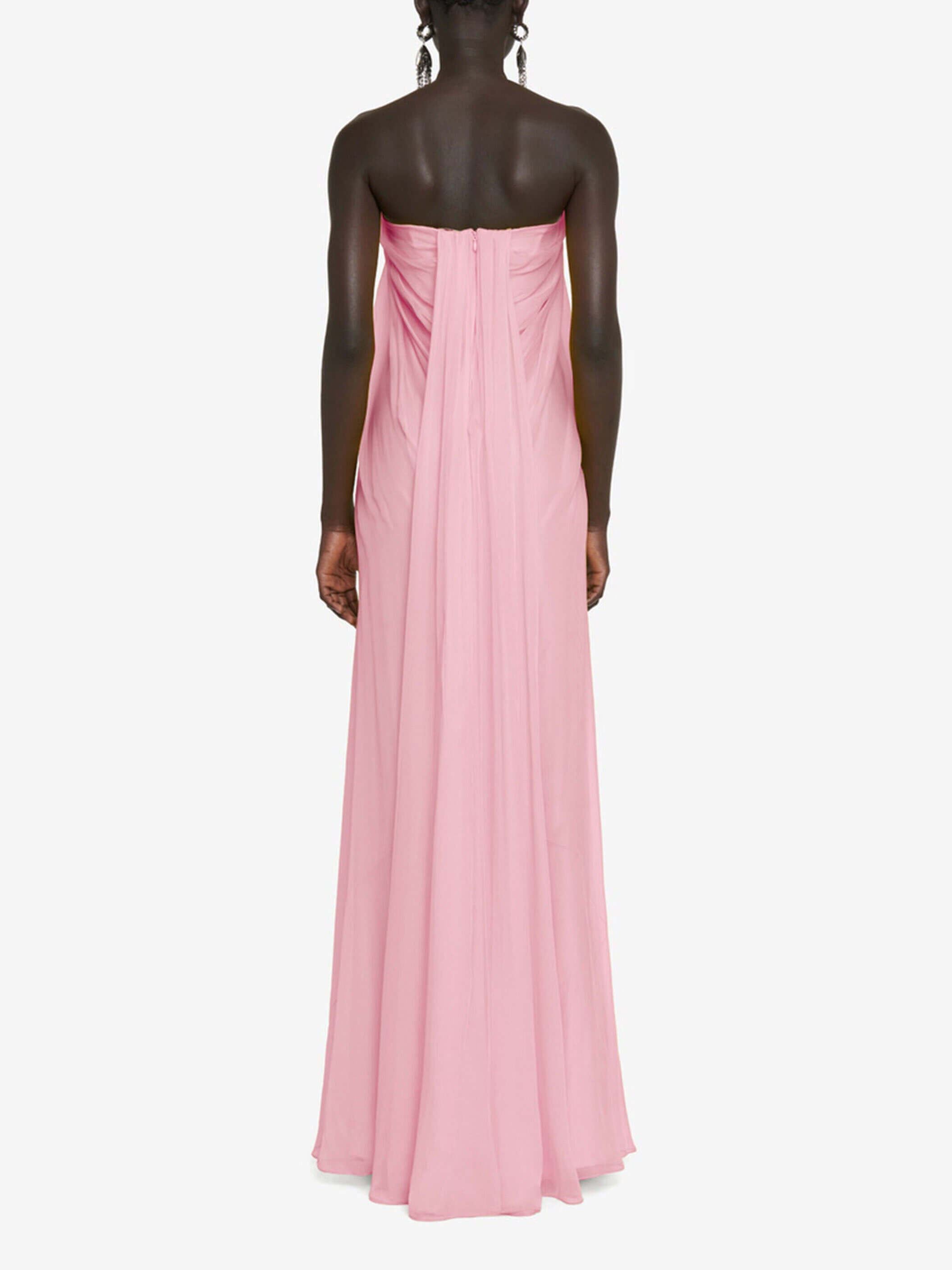 Elegant Strapless A-Line Pleated Maxi Dress Dresses