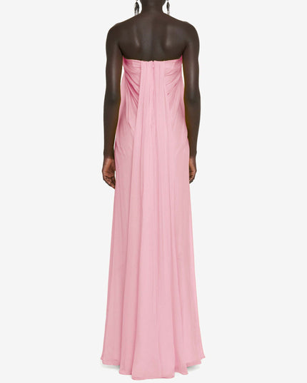 Elegant Strapless A-Line Pleated Maxi Dress Dresses