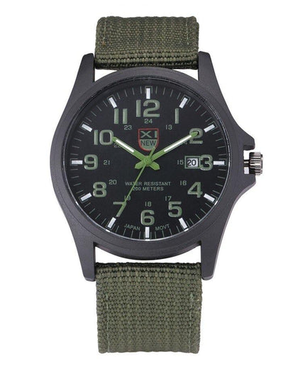 Men's Military-Style Rugged Watch with Illuminated Dial Green Men Fashion