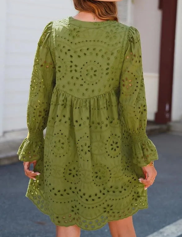 Vintage Eyelet Cotton Midi Dress Dresses