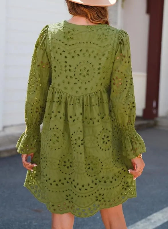 Vintage Eyelet Cotton Midi Dress Dresses