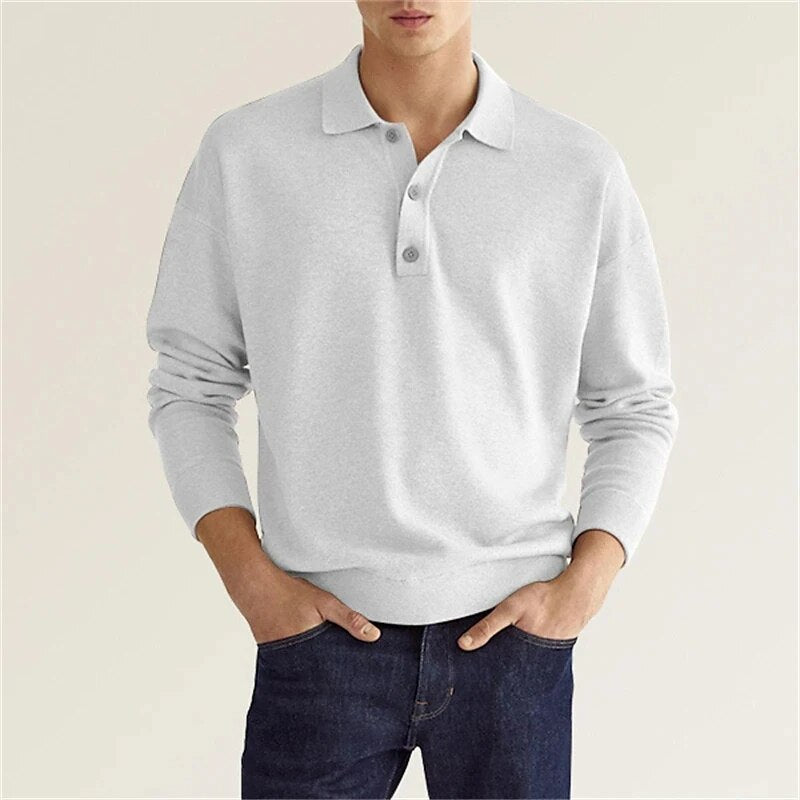 Bradley | Long Sleeved Polo Shirt White Polos Shirts