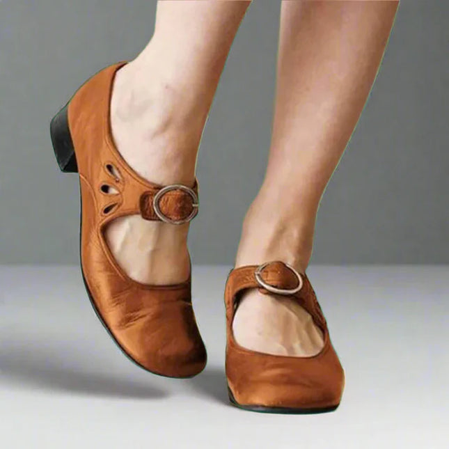Denisa™ – Orthopaedic Leather Sandals Reddish Brown Sandals