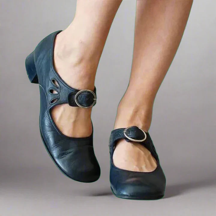 Denisa – Orthopaedic Leather Sandals Navy Blue Sandals