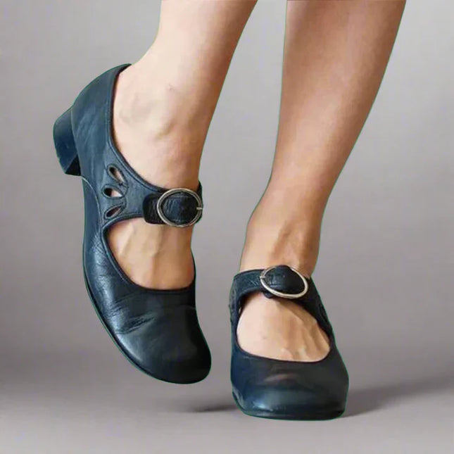 Denisa™ – Orthopaedic Leather Sandals Navy Blue Sandals