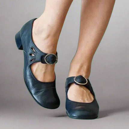 Denisa – Orthopaedic Leather Sandals Navy Blue Sandals
