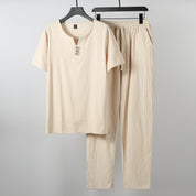 Drift Linen Set Beige Multi-Color Men's Clothing