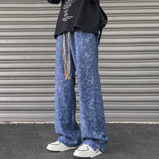 Glitch Textured Pant Blue Men's Clothing