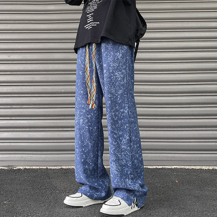 Glitch Textured Pant Blue Men's Clothing