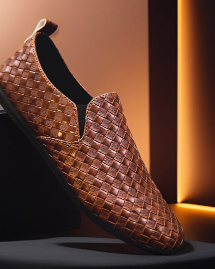 Stock Woven Slip-on Brown Men's Footwear