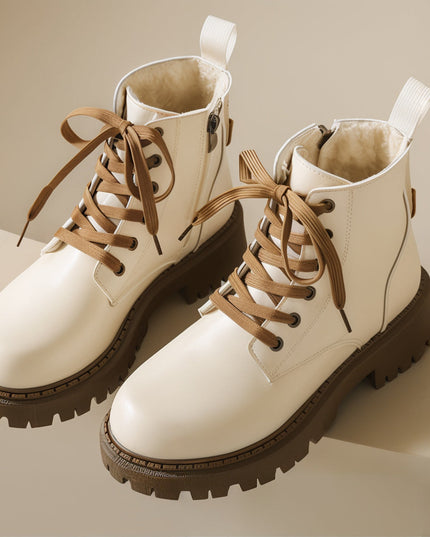 Fleece Lined Combat Boots Women's Footwear
