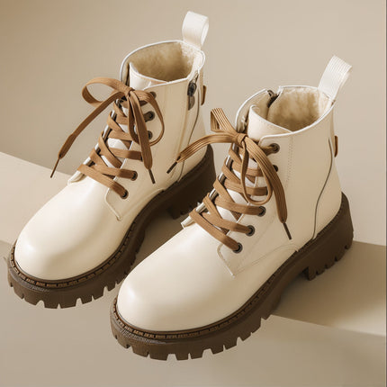 Fleece Lined Combat Boots Women's Footwear