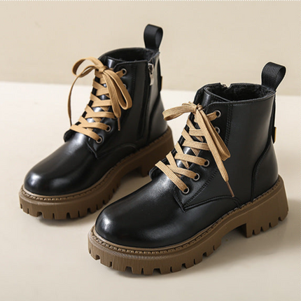 Fleece Lined Combat Boots Black Women's Footwear