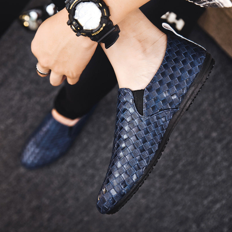 Handwoven Leather Slip‑On Shoes for Men's Women Shoes